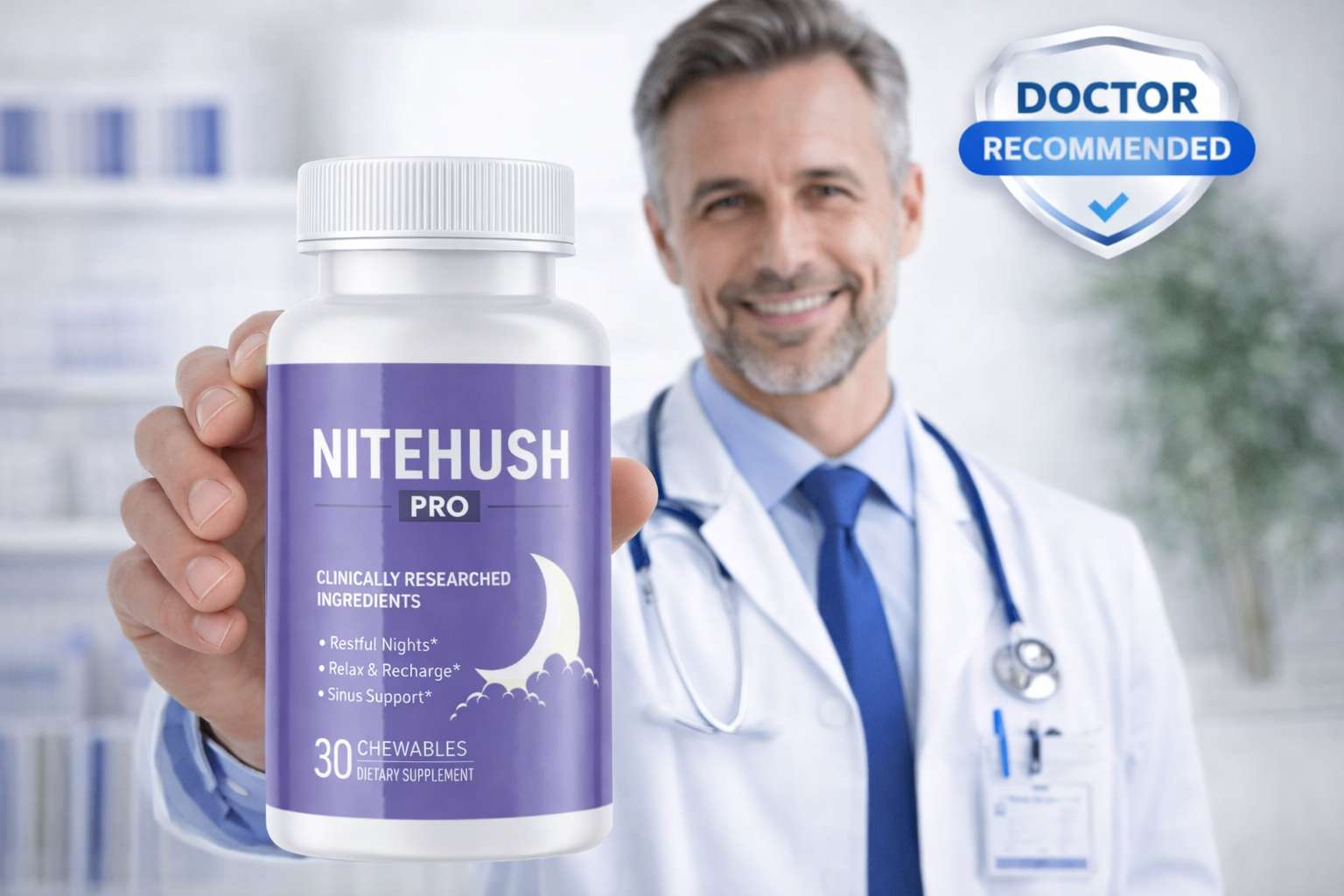 NiteHush Pro natural sleep support supplement for snoring and restful sleep